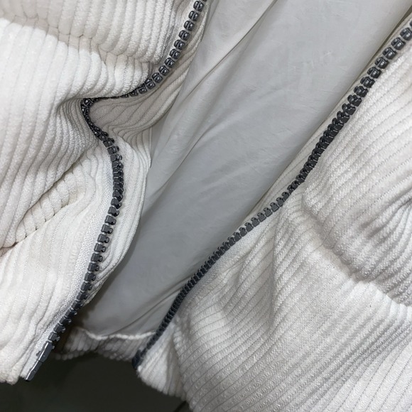 Sam Edelman Puff Jacket White Corduroy Hood Drawcord Pockets Lined Size M - Picture 4 of 9